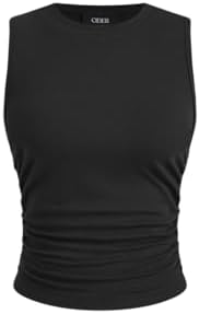 CIDER Tank Tops for Women Floral Sleeveless Crop Top Boat Neck